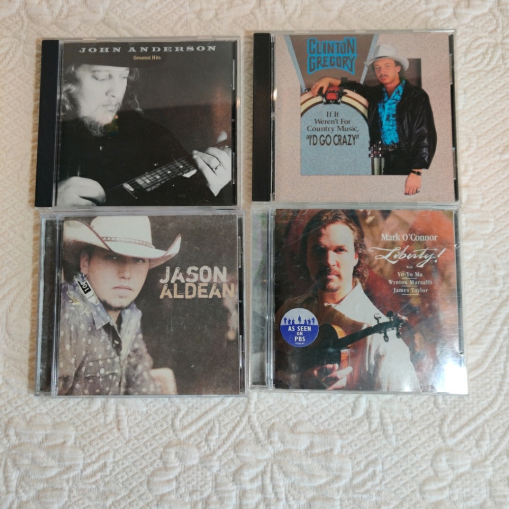 4 County Artist CDs John Anderson, Mark O'Connor, Jason Aldean & Clinton Gregory